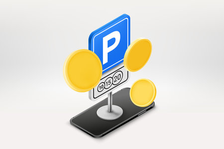 Parking payment application concept. 3d vector illustrationのイラスト素材