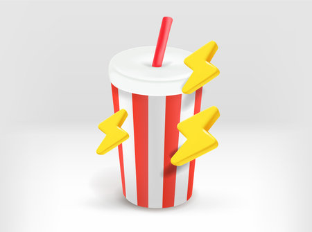 Cold drink with thunderbolts. 3d vector illustrationのイラスト素材