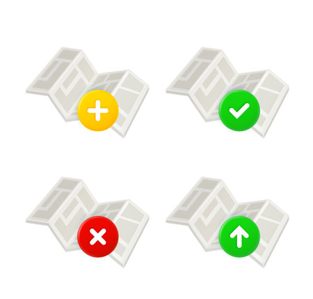 Map icons set with different pictograms. 3d vector icons set isolated on white backgroundのイラスト素材