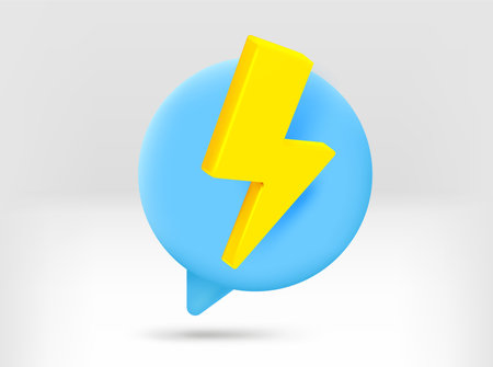Speech cloud with lighting sign. 3d vector isolated illustrationのイラスト素材