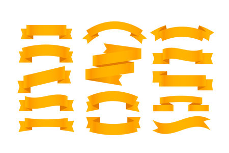 Golden retro style ribbons isolated on white background. Vector clipartのイラスト素材