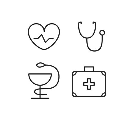 Healthcare icons set isolated on white background. Vector clipartのイラスト素材