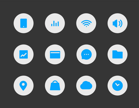 Minimalistic interface icons in circles. Vector clipartのイラスト素材