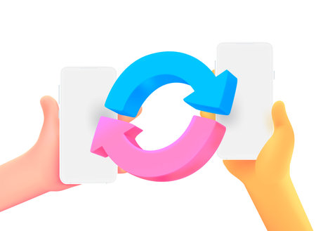 File transfer concept. Minimal style 3d vector illustrationのイラスト素材
