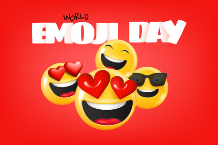 World emoji day concept. Happy emoji day vector illustration. July 17のイラスト素材