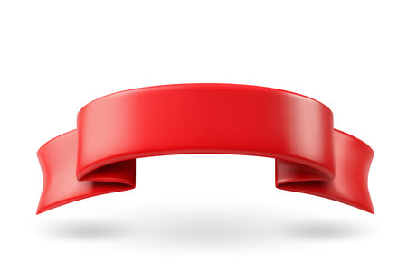 Red classic banner with copy space. 3d vector element isolated on white backgroundのイラスト素材