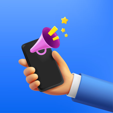 Announcement via smartphone. 3d vector conceptのイラスト素材