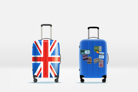 World travel concept with two bags. 3d vector illustrationのイラスト素材