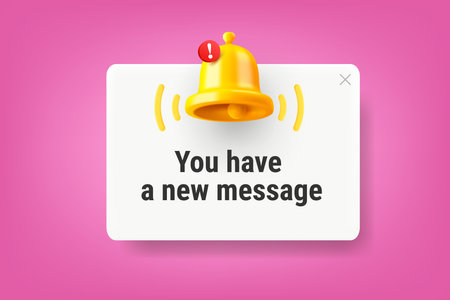 New message concept with the bell. Vector 3d illustration with copy spaceのイラスト素材
