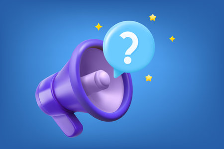 Bullhorn with Exclamation point. Announcement concept. 3d vector illustrationのイラスト素材