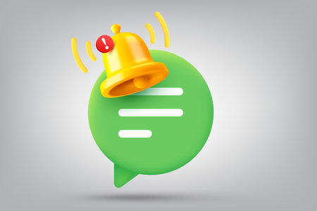 New message concept with the bell and speech bubble. Vector 3d illustrationのイラスト素材
