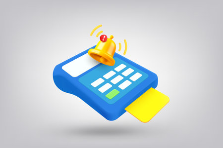 Payment terminal with notification bell. 3d vector illustrationのイラスト素材