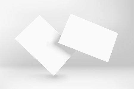 Two blank white business cards. 3d vector mockup for brandingのイラスト素材