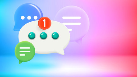 Digital communication concept. Vector 3d banner with copy spaceのイラスト素材