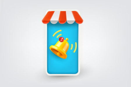 White monitor with ringing bell. Vector 3d illustrationのイラスト素材