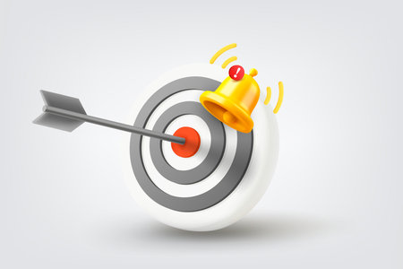 Dartboard with ringing bell. Vector 3d illustrationのイラスト素材