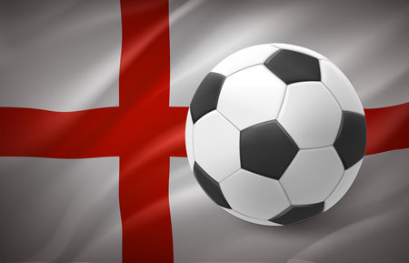 Flag of England with soccer ball. National football team concept. 3d vector illustrationのイラスト素材
