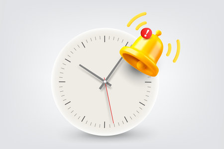 Circle clock with ringing bell. Vector 3d illustrationのイラスト素材