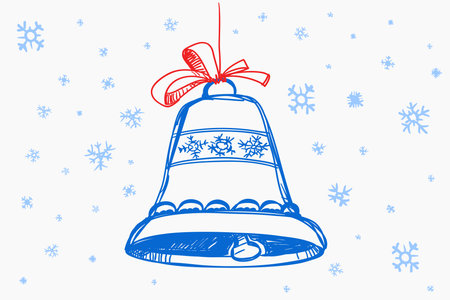 Christmas bell doodle style vector illustrationのイラスト素材