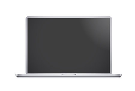 Modern laptop with blank screen. 3d vector template for any contentのイラスト素材