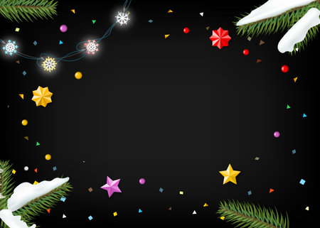 Winter holidays background with copy space. 3d vector illustrationのイラスト素材
