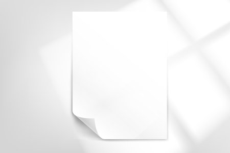 White paper page on bright background with bended cornerのイラスト素材