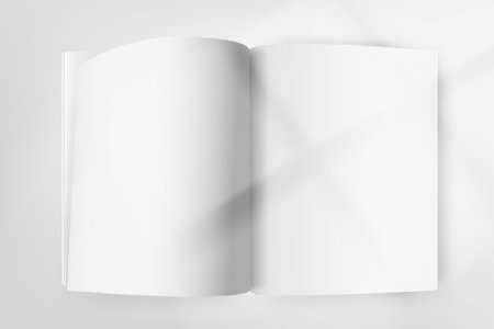 White paper book on bright background with window light. 3d vector mockupのイラスト素材