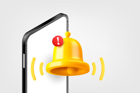 Mobile phone with the bell. 3d vector conceptのイラスト素材