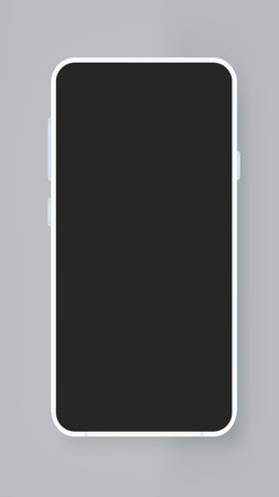 Modern mobile phone with black screen isolated on gray background. 3d vector mockupのイラスト素材