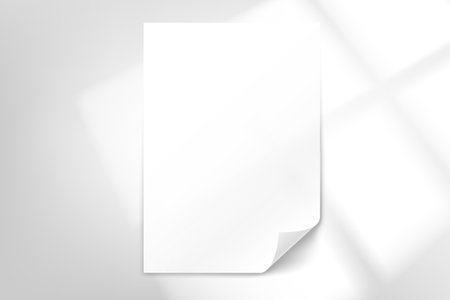 White paper page on bright background with window light. 3d vector mockupのイラスト素材