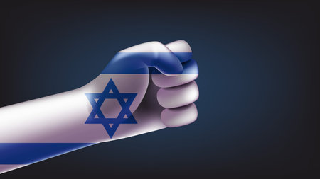 Fist with Israeli flag. 3d vector illustrationのイラスト素材