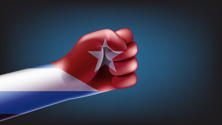 Fist with flag of Cuba. 3d vector illustrationのイラスト素材