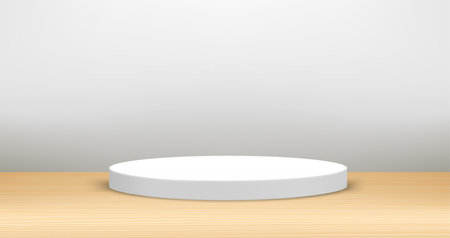 Illuminated interior with podium. Showcase for a product design. 3d vectorのイラスト素材