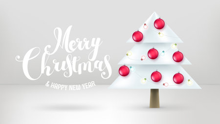 Merry Christmas and happy new year card. Vector 3d illustrationのイラスト素材