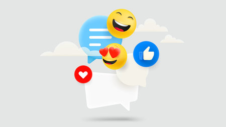 Social media communication concept. 3d vector illustrationのイラスト素材