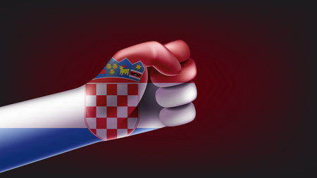 Fist with flag of Croatia. 3d vector illustrationのイラスト素材
