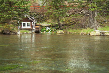 cottage and pondの写真素材