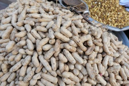 Closeup of peanut display for sale at local city .の写真素材