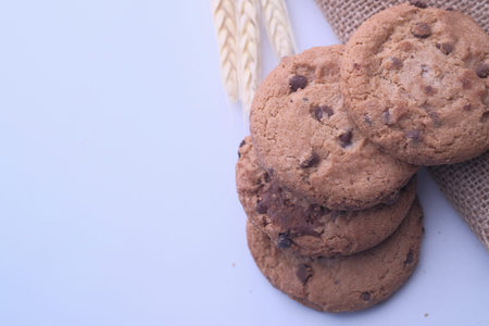 top view of stack cookies with copy space