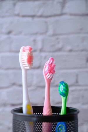 small and big size tooth brush in a box .の写真素材
