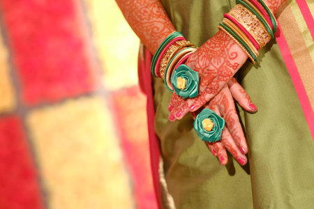 Close up of indian bride with jewelry