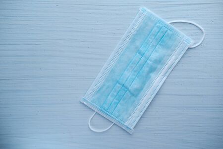 face mask for pollution on table, close up.の写真素材