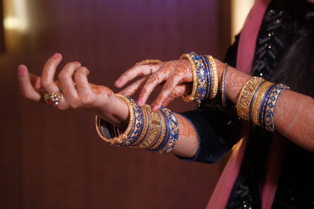close up of indian bride hand with jewelry