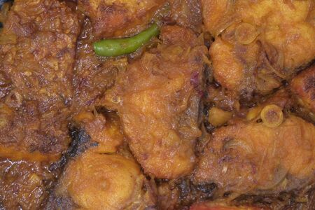 Close up of indian fish curry on plate.の写真素材