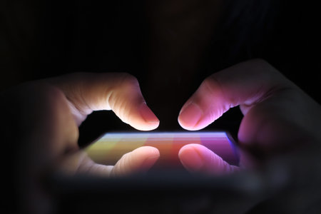 Close up of women use smart phone at night
