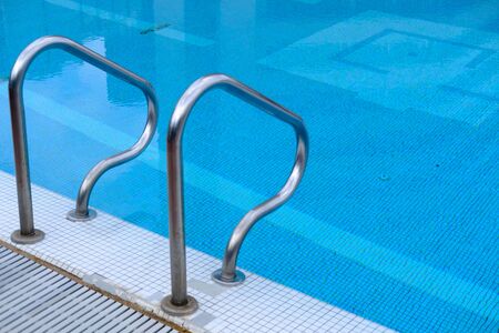 Close up of detail swimming pull with fresh waterの写真素材