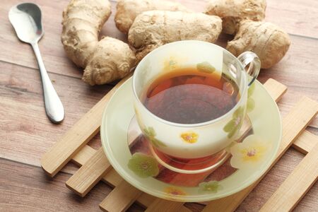 Close up of ginger tea for healthy life styleの写真素材