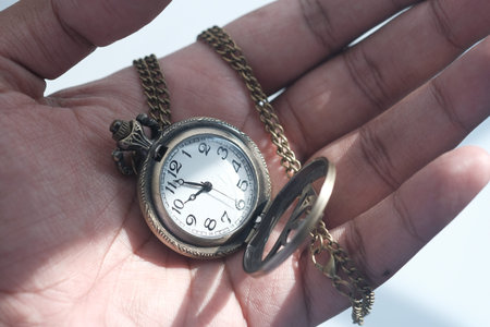 old antique classic clocks on hand, close up