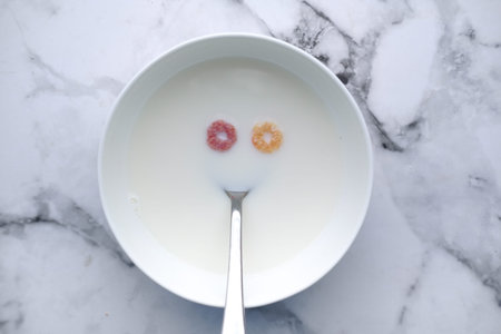 Healthy Corn Flakes with Milk for Breakfast.