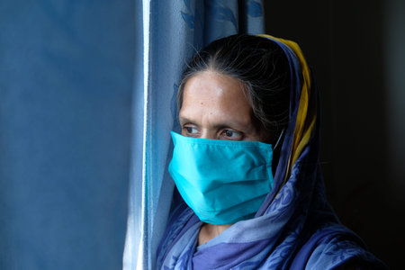 senior asian women with mask for preventing virus
